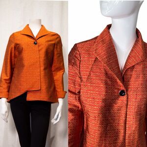 Samuel Dong Small ❤NEW❤ Asian Inspired Modernist Jacket Asymmetrical Hem Button